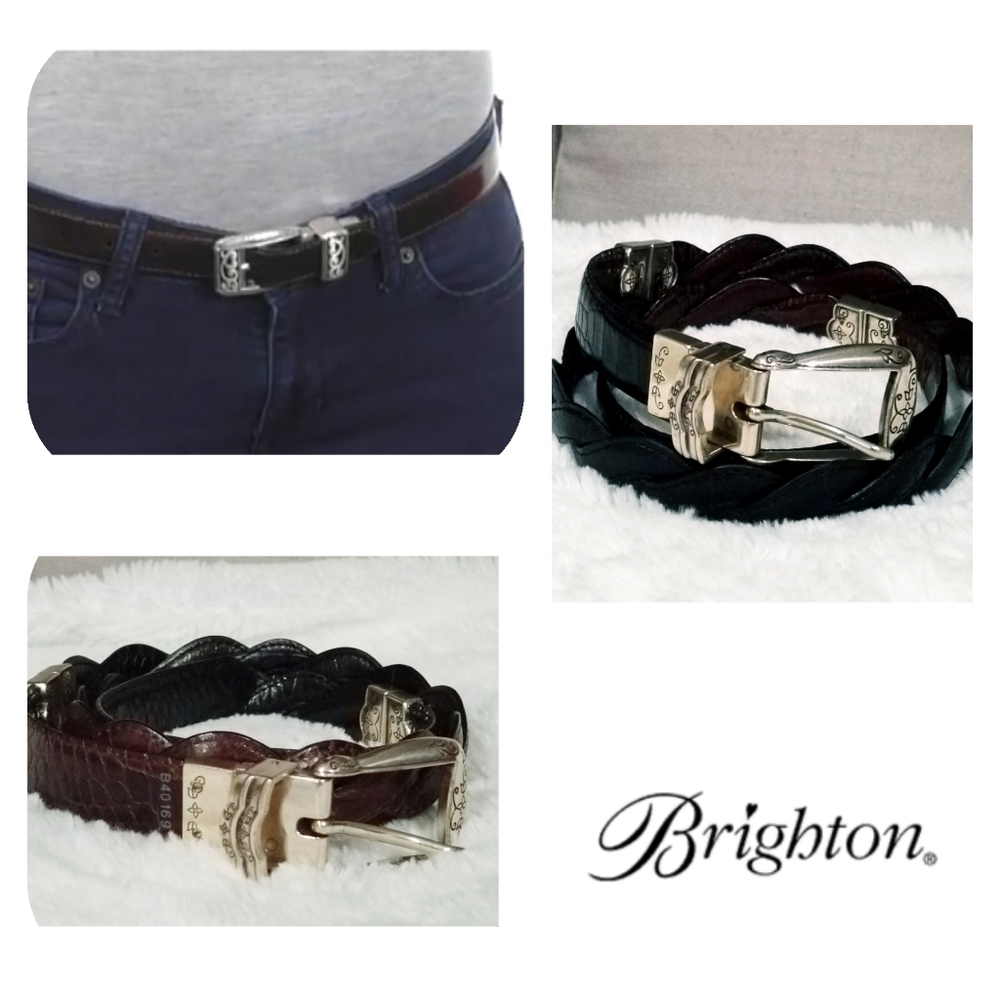 BRIGHTON BRAIDED REV¹ERSIBLE TWO TONE LEATHER BELT